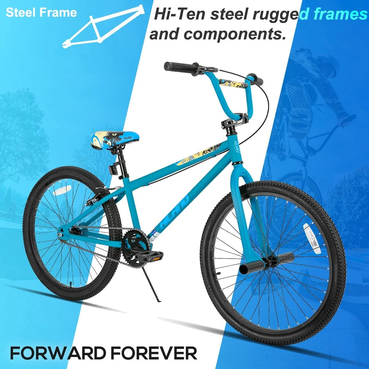 Hiland BMX BIKE 24 & 26 in, Beginner - Level to Advanced Riders with 2 Pegs for Adults, Multiple Colors