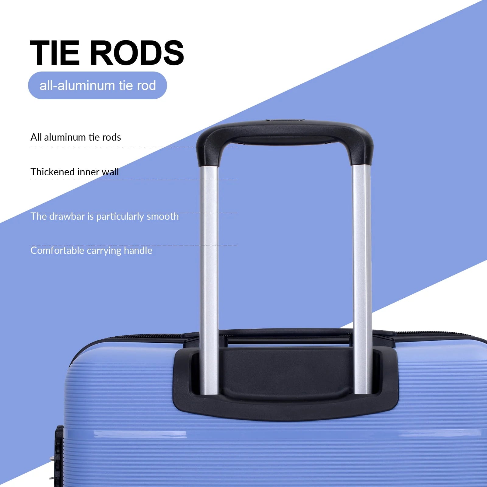 Tripcomp 3 Piece Luggage Sets, Hard Shell Carry on Luggage, PP Case with Two Hooks, Spinner Wheels, TSA Lock, Airline Approved, Lightweight Durable Suitcase, (20"24"28")(Purplish Blue)