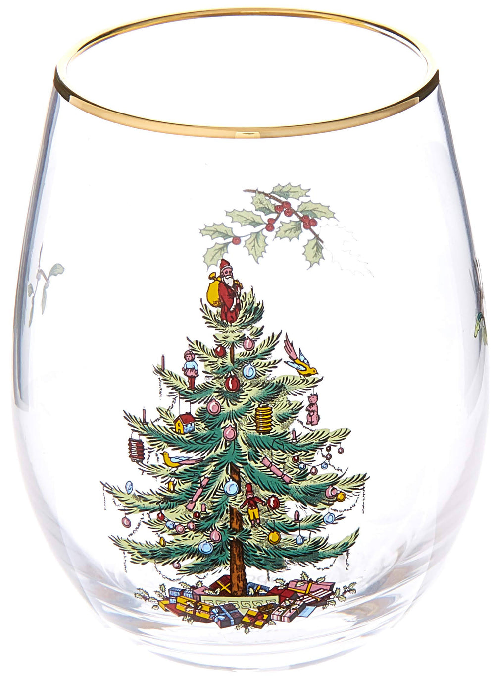 Spode Christmas Tree Stemless Wine Glasses (Set of 4)